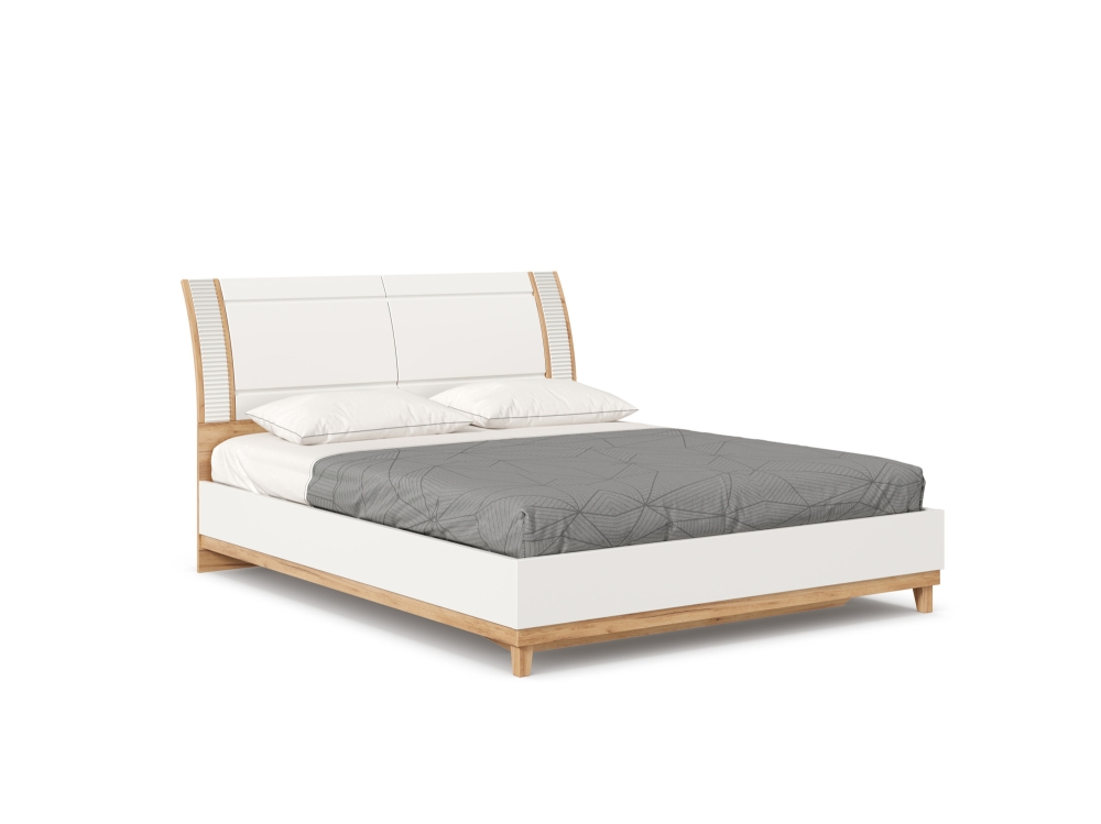 Бари Кровать двуспальная с кроватным основанием 1600 (Дуб Золотой/Белый) LD191030