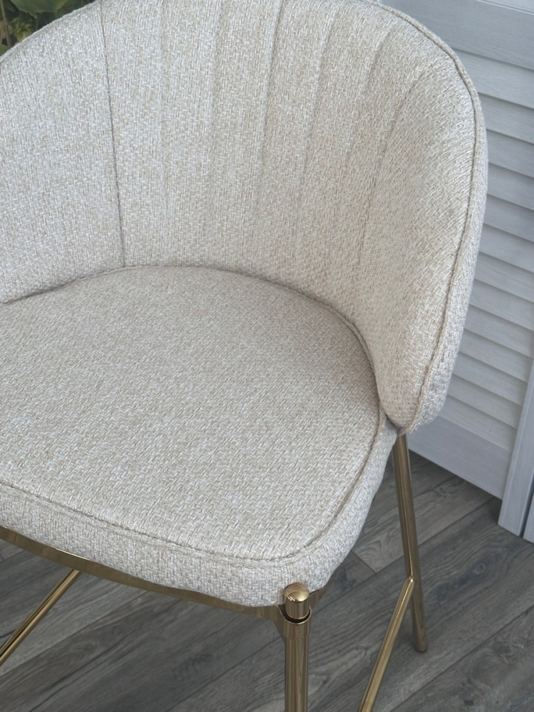 Товар Полубарный стул WENDY TRF-11 светло-бежевый, ткань / золотой каркас (H=65) М-City MC63781
