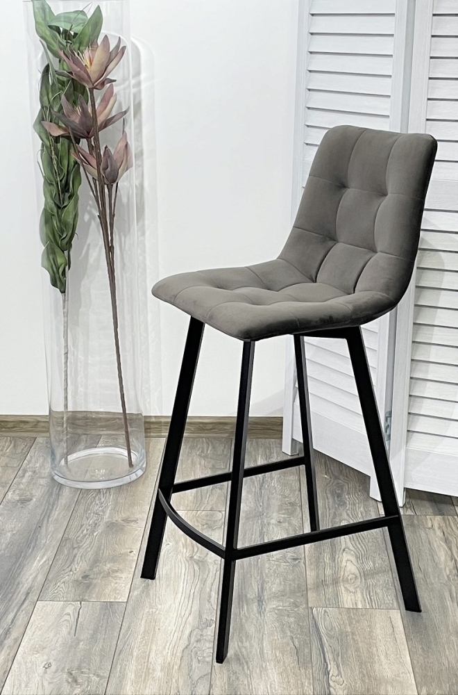 Товар Полубарный стул CHILLI-QB SQUARE графит #14, велюр / черный каркас (H=66cm) М-City MC61930