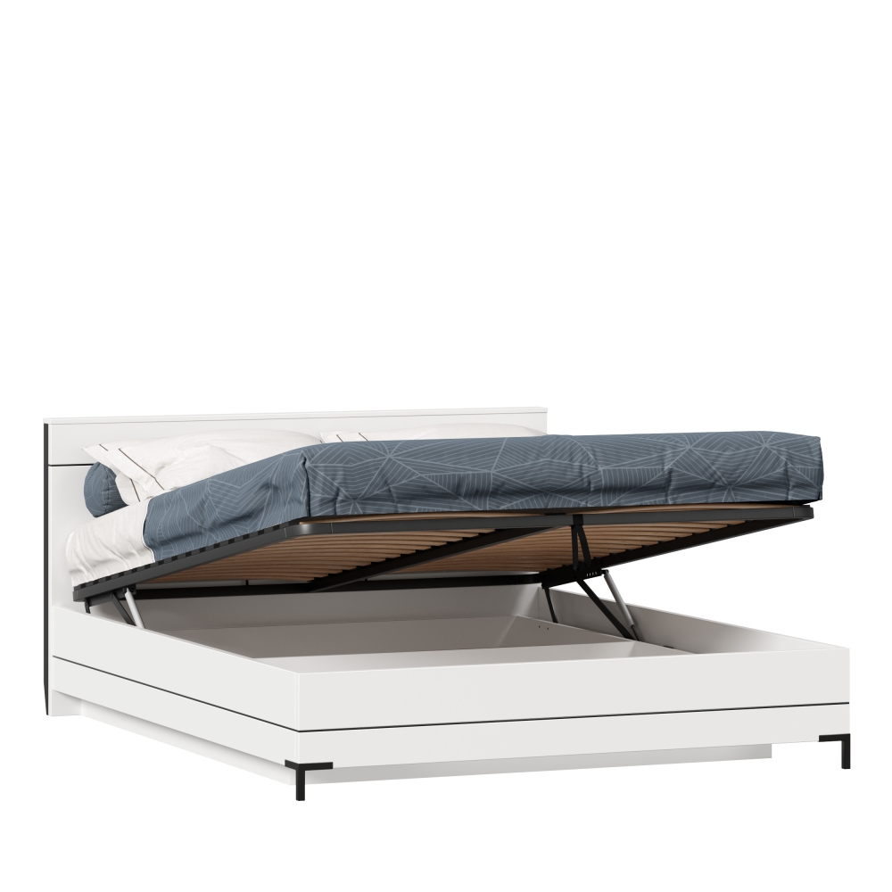 Норд Кровать двуспальная 1600 с подъемным механизмом (Белый/Черный) LD53714
