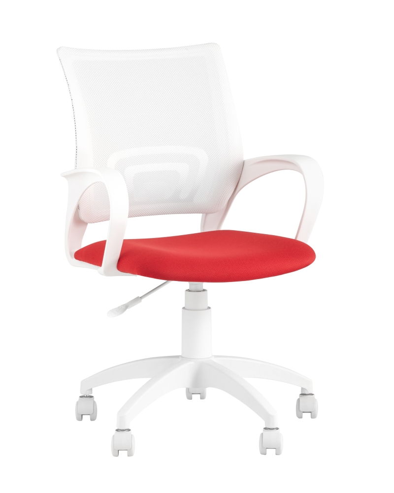 Кресло офисное TopChairs ST-BASIC-W красная ткань крестовина белый пластик SG5547