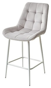 Полубарный стул ХОФМАН, цвет H-09 Светло-серый, велюр / белый каркас H=63cm М-City MC63097