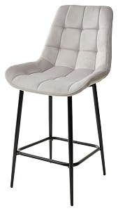 Полубарный стул ХОФМАН, цвет H-09 Светло-серый, велюр / черный каркас H=63cm М-City MC62770