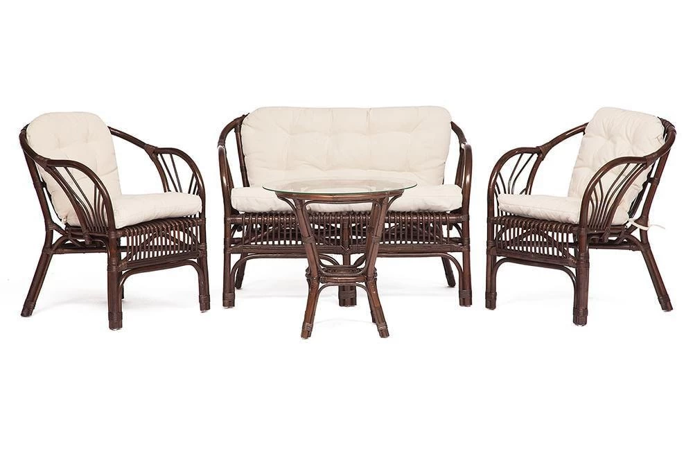 КОМПЛЕКТ " NEW BOGOTA " ( диван + 2 кресла + стол со стеклом ) /с подушками/ TETC12107