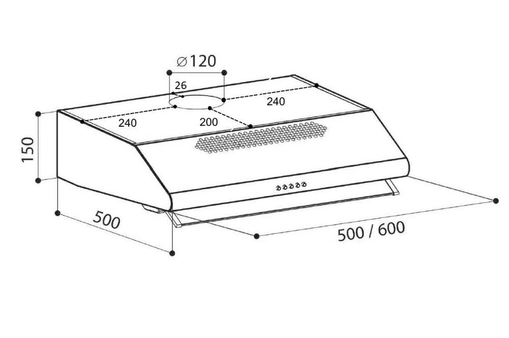 Товар Плоская вытяжка Вытяжка кухонная плоская LEX Simple 600 Ivory Light (Белый Антик)