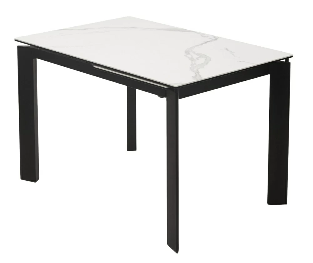 Стол CORNER 120 HIGH GLOSS STATUARIO керамика, стекло/ черный каркас, ®DISAUR MC63238