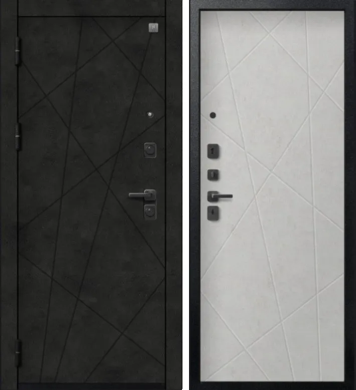 Фото Дверь V-16 Черный муар + Бетон темный - Бетон светлый DIS007354