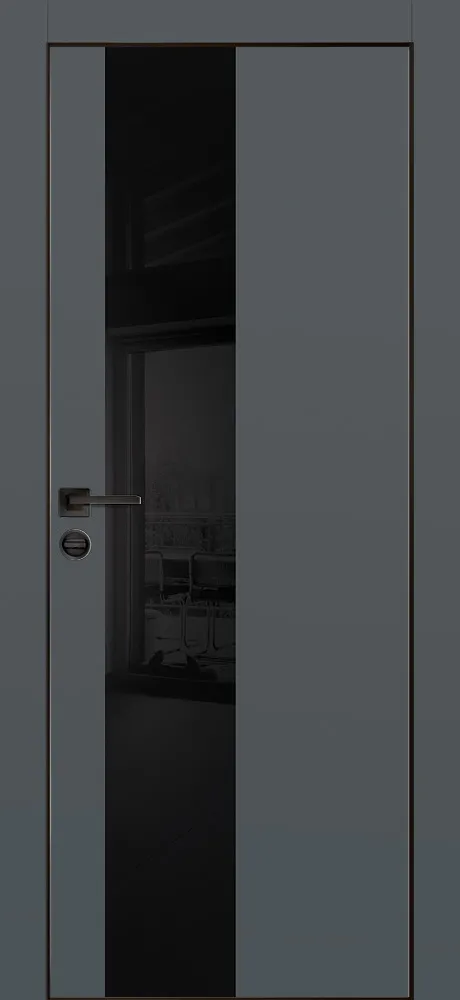 Межкомнатная дверь PX-6 черная кромка с 4-х ст. Графит матовый